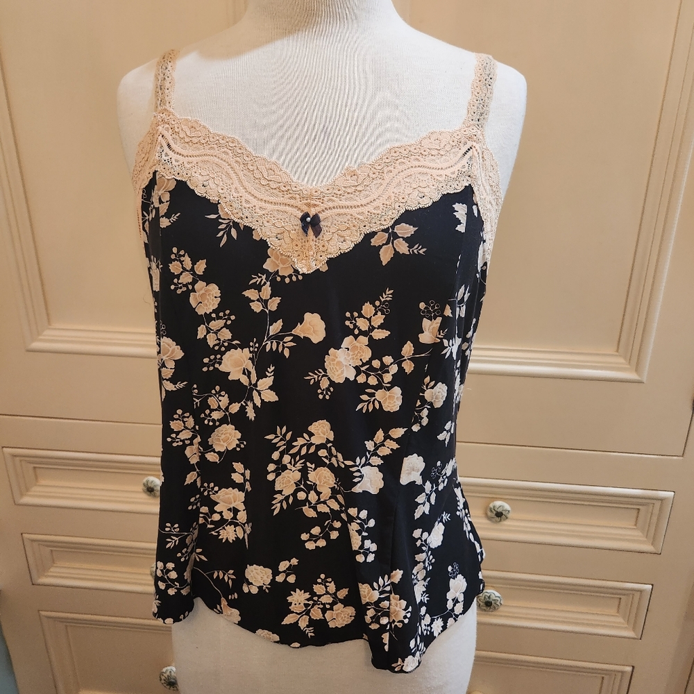 Linea Donatella Black & Tan Sz XL Lace Pajama Set
